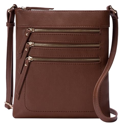 Image of Solene Crossbody Bag Functional Multi Pocket Messenger Purse Top Zip Closure Shoulder Handbag With Adjustable Strap