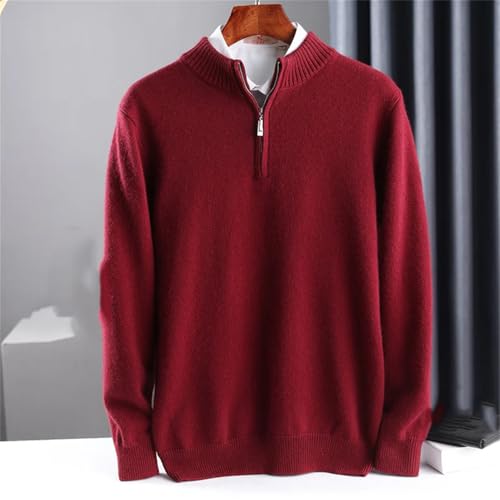 Men's Large Size Lapel Neck Knitted Pullover Sweater Half High Neck Thick Pullover Winter Youth Warm Jumper3