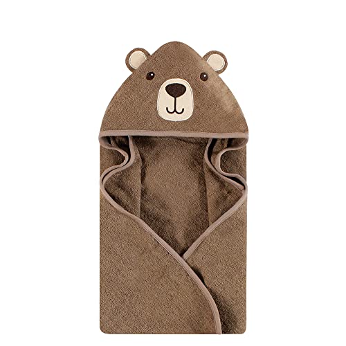 Image of Hudson Baby Unisex Baby Cotton Animal Face Hooded Towel, Brown Bear, One Size