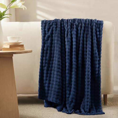 RUIKASI Bubble Decke Kuscheldecke Flauschig Dunkelblau - 150x200cm Sofadecke & Couchdecke aus Plüsch… – Ansicht 3