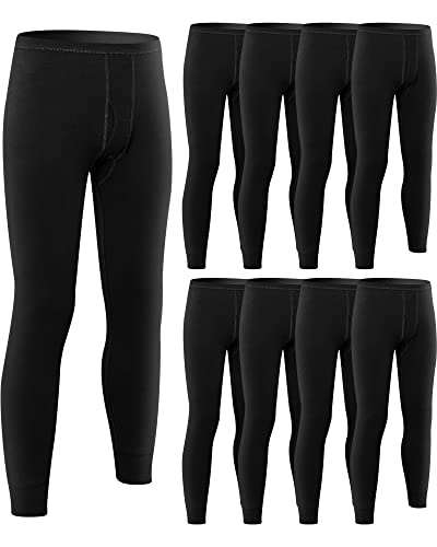 Hicarer 8 Pack Men's Long Underwear Thermal Johns Pants for Men Heated Soft Leggings Base Layer for Cold Weather(M,Black)