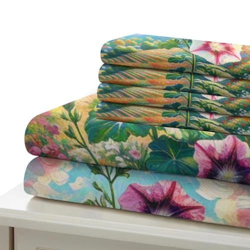 Housse de couette en microfibre douce motif pétunie 3D avec fermeture éclair