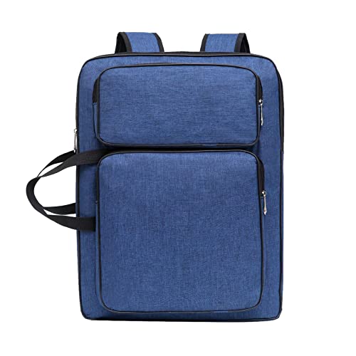 Image of 8K Artist Portfolio Carry Backpack Case Versatile Art Bags Waterproof Adjustable Drawing Board Backpack Art Storage Bags for Artworks Painting Drawing Sketching 19.7 inch x 14.6 inch x 2.4 inch (Blue)
