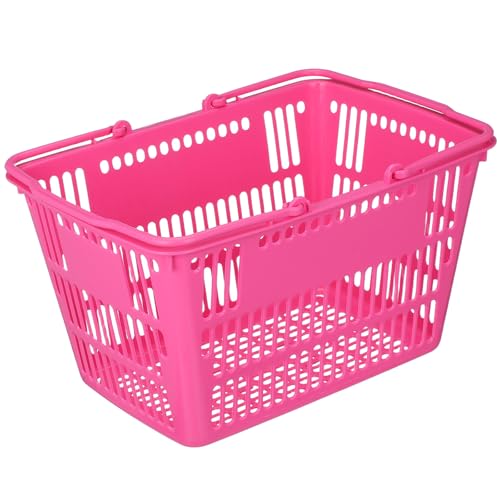 Cesta de plástico para verduras y supermercado con asas portátiles de gran capacidad