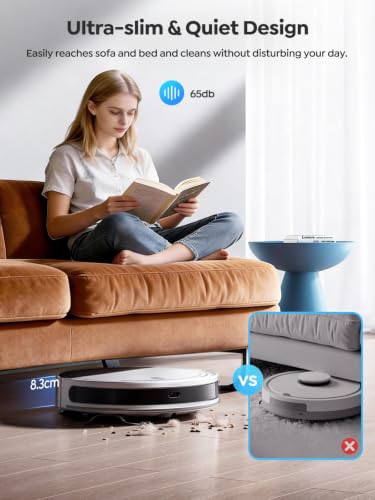 Image of Robot Vacuum and Mop, 3-in-1 Robotic Vacuum Cleaner with Schedule, 5000Pa Suction, LiDAR Navigation & Smart Mapping, 150 Mins Max, Ultra-Slim, App /Alexa Control for Pet Hair /Hard Floor /Low-pile Carpet