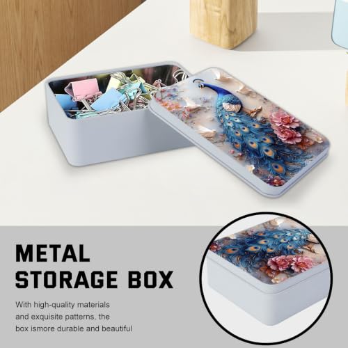 Image of Metal Tin Box with Lid, Blue