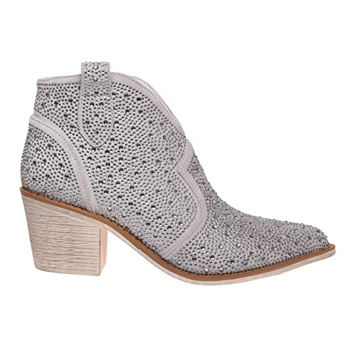 Pierre Dumas Women's Wilder-9 Rhinestone Chunky Heel Ankle Bootie2