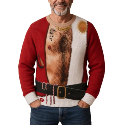 Image of 2026 Funny Ugly Sweatshirt, Women Boobs Sweater Christmas Jumper Red