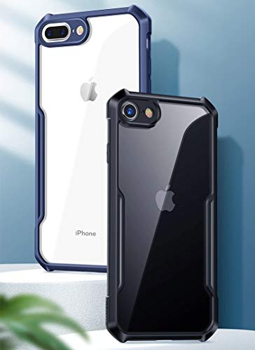 Image of REALCASE Acrylic Gel Clear Soft Transparent Bumper Back Cover Case for iPhone SE 2022 / iPhone SE 2020 / iPhone 8 / iPhone 7 (X Black)