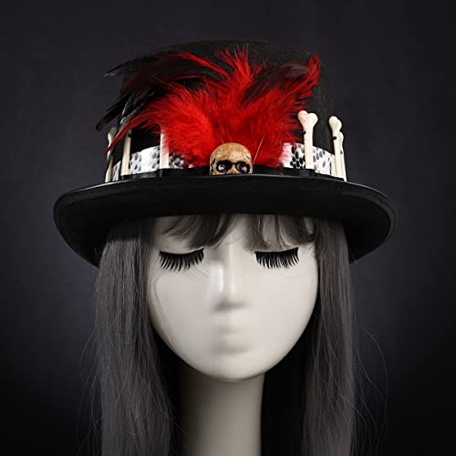 Image of Women Voodoo Hats Witch Doctor Top Hats Skull Feathers Hat
