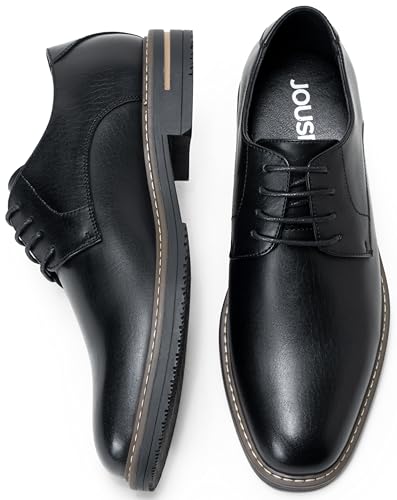 Image of Jousen Men's Dress Shoes Cap Toe Formal Oxfords for Men Business Lace Up Casual Comfortable Shoes