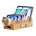 Bamboo Charging Stations for Multiple Devices, Desk Wood Docking station Organizer for Electronic Device Charge Stand for iPhone, Tablets, Laptop, iPad, Phones, etc. (Hub and Cable Not Included)