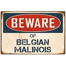 Beware Of Belgian Malinois Metal Tin Sign Warning Sign Safety Signs Aluminum Sign For Alt Room Decor, Indoor & Outdoor Signs For Home, Office, Work 14x20cm