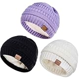 Alepo 3 Pack Baby Beanie Hats for Girls Boys, Soft Warm Fleece Lined Baby Winter Hat for Newborn Infant Toddler Kids, Cute Cozy Knitted Beanie Cap for Cold Weather-07