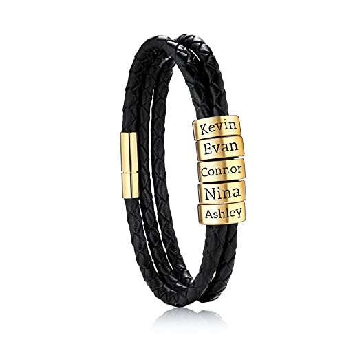 Bracelet personnalisé cuir et acier résistant qui ne noircit pas pour homme et femme
