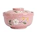 SANDSXZHQ Miska ramen miska do makaronu pokrowiec miska japoński styl płatek śniegu porcelana ramen miska do zupy kreatywna miska do mikrofalówki makaronu błyskawicznego miska na lunch różowa ceramiczna miska (rozmiar: 15 cm)