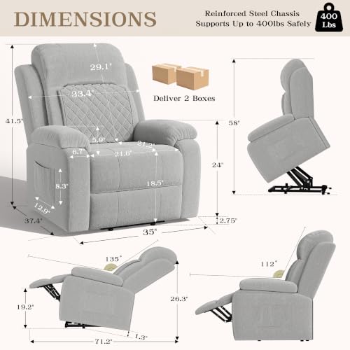 Image of Power Recliner Chair with Massage, Electric Recliner for Elderly