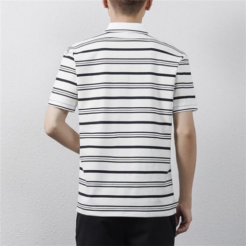 Dndrdhfb Men's French Striped Polo Shirt Cotton Short Sleeve Shirt Casual Lapel T-Shirt4