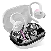 Bluetooth Kopfhörer Sport, in Ear Kopfhörer Kabellos Bluetooth 5.4 mit HD Mic, Herausragender Sound, 40 Std Spielzeit, Comfort Fit, Dual LED-Anzeige, IP7 Wasserdicht Ohrhörer mit Ohrhaken, Weiß – Ansicht 1