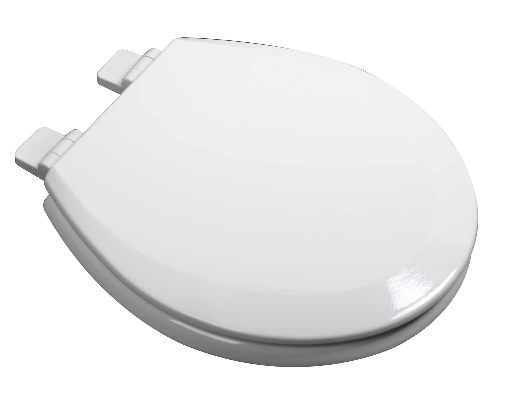 1Q1R7-00 Premium Molded Wood Slow Close Toilet Seat with Vari-Adjust Release ‘N’ Clean Lok-Down Hinge and Quik-Lok Mounting Hardware, Round, White