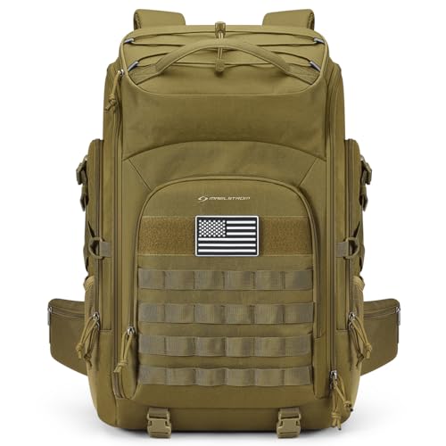 Maelstrom Tactical Backpack for Men, 40L Military Backpack,Water Resistant Assault Pack for Women, 3-Day Bug Out Bag for Hiking, Camping, Gym with Molle System-Khaki
