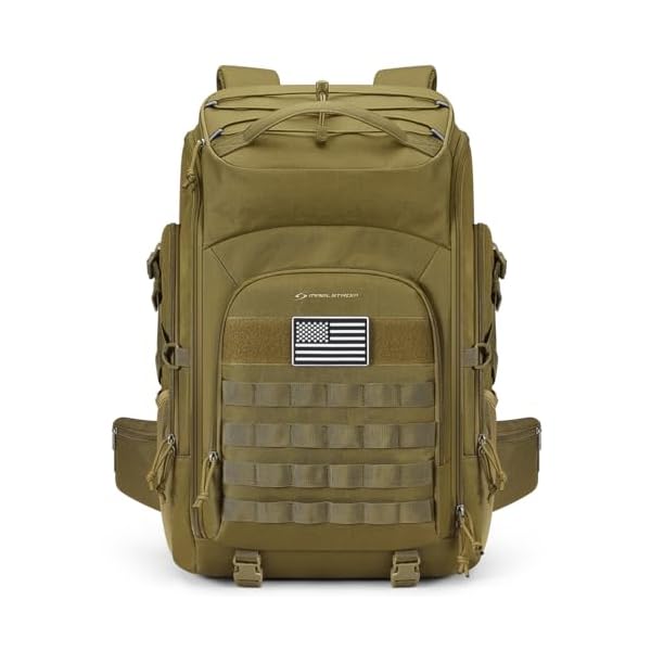 Maelstrom Tactical Backpack for Men, Water Resistant 40L Military Backpack, for Hiking, Camping, Gym with Molle System (Khaki)