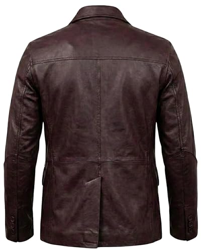 Image of Men's Leather Blazer - Lambskin Leather Blazer Men Genuine Leather Jacket Blazers - Men's Real Leather Sport Coat