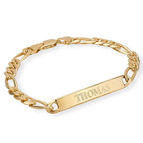 MyNameNecklace MYKA - Personalized Signature Men’s ID Bracelet in Sterling Silver 925/Gold Plated - Custom Jewelry for Him – Gift for Boyfriend, Husband - Gifts for Birthday, Valentine’s Day, 8.6