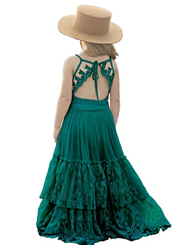 BIBIHOU Girls Kids Dress, Lace Back Full-Length Tulle Backless...