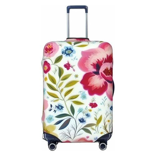 Housse de valise extensible XL universelle imprimé fleurs feuilles bagage noir