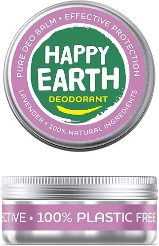 Happy Earth Bálsamo Desodorante - Para Hombres y Mujeres - Desodorante - 100% Ingredientes Naturales & Veganos - Lavanda - 45 gr