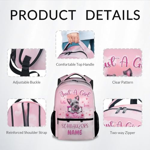 UNIKITTY Custom Kids Backpack - Schnauzer Backpacks for Girls, School Backpack with Adjustable Straps, 17" Durable Large Capacity Elementary Bookbags for Kids Travel3