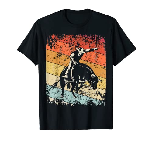 Camicia da equitazione vintage Bull per Cowboy Rodeo Design Distressed Maglietta