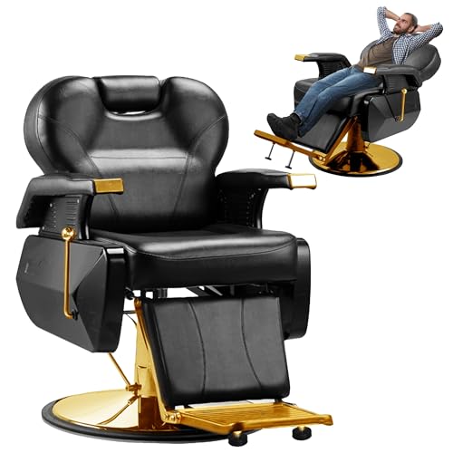 Catálogo para Comprar On-line Sillones con reposapiés - solo los mejores. 49 RESTSUKO Sillon Silla Barbero Barberia Estetica Peluqueria Neumatico Color Dorado Forma de la Base Redonda Tipo de Respaldo Cuero Oro