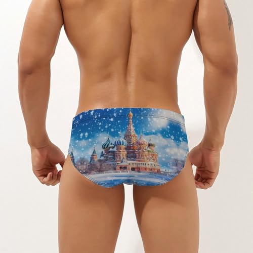 Saint-Basils Cathedral Men's Swimming Trunks Briefs Beach Swimwear Low Rise Bikini Swimsuit Print Bathing Suit2