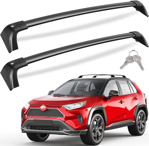 KINGGERI Lockable 260lbs Roof Racks Cross Bars Fit for Toyota RAV4 2019-2025 Accessories Aluminum Heavy Duty Crossbar Anti-Theft Metal (Not for Adventure/TRD Off-Road/Hybrid Woodland Edition/22-25LE)