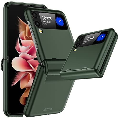 Vizvera For Samsung Galaxy Z Flip 3 Case With Hinge Protection (2021)- Z Flip 3 Armor Case- Silicone All-Inclusive Shockproof Case For Galaxy Z Flip 3(Armor Green) #TOP18