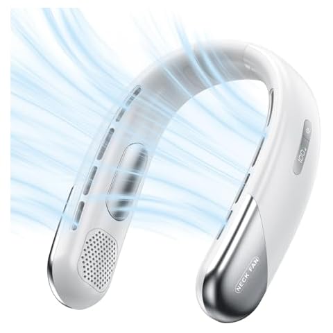 houscly Portable Neck Fan Personal 6000mah Bladeless Cooling Neck Fan Air Conditioner Neck Cooler Wearable Fan Around Your Neck Hands Free Rechargeable Blow Cold Gift Men Travel Essentials Women Cover