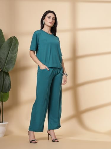 Image of CHKOKKO Women Casual Summer Track Suit T-Shirt Trackpant Co-ord Set