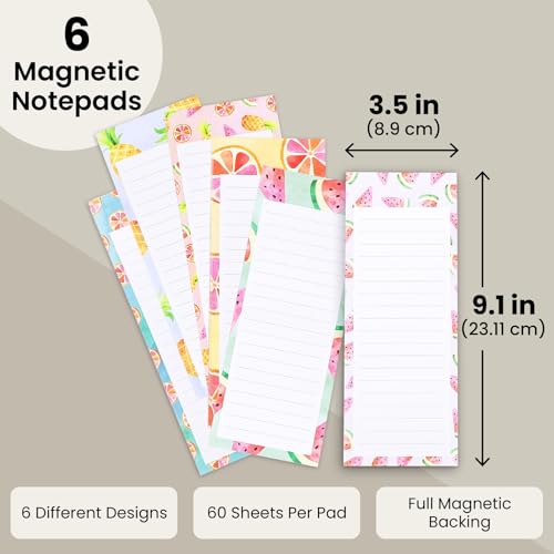 image for Juvale 6-Pack Magnetic Grocery List Pad for Fridge- Cute Shopping List