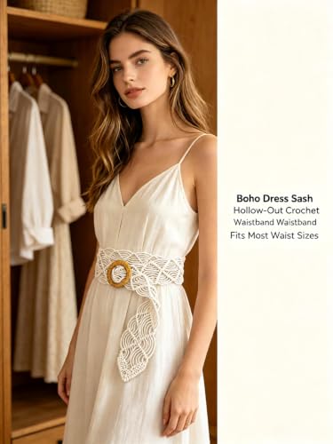 ChayWillow Bohemian Wide Woven Belt with Rattan Circle Buckle - image 9