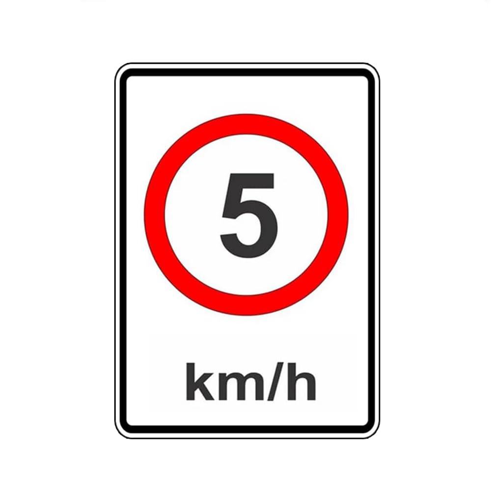 SMAZDFXX Caution 10 Km/H in Roundel Traffic Sign Metal Tin Signs, Slow Down Poster Metal Sign Plaque Poster 5.5"x8"