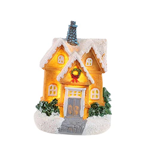 Unomor Christmas Village House Resin Luminous Decoration for Festive Celebrations for Home Garden Party Accents Unique Xmas House Village Present