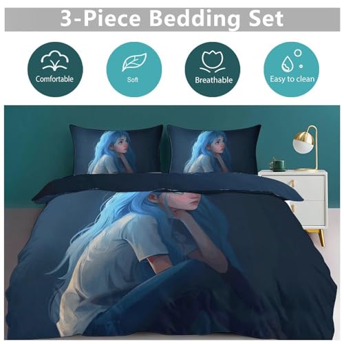 Parure de lit réversible en microfibre douce avec 2 taies d'oreiller pour lit double - 6