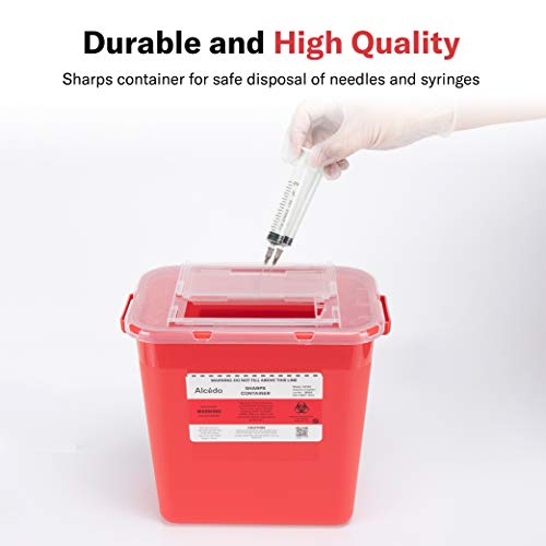 Alcedo Sharps Container For Home Use 2 Gallon (3-Pack), Biohazard Needle And Syringe Disposal, Professional Medical Grade #TOP1