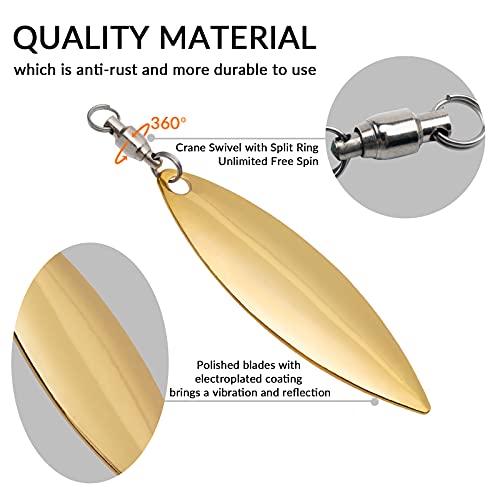 QualyQualy Lâminas giratórias para iscas de pesca Colorado e Willow Blades Fishing Tail Spinner, lâm