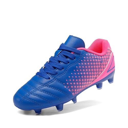 DREAM PAIRS Boys Girls Outdoor Sport Football Shoes Soccer Cleats for Little/Big Kid 10 Toddler Royal/Blue/Fuchsia
