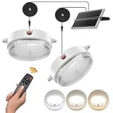 UPONUN Solar Ceiling Lights 2 Pack, Daytime & Night 3200K/4000K/6000K Dimmable Shed Lights with On/Off Switch & Remote, 120LED*2 Solar Lights Outdoor & Indoor for Home Barn Shop Carpot Chicken Coop