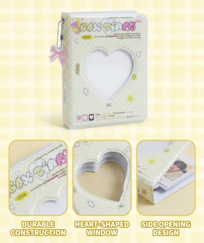 Image of Photocard Binder, Photo Book, Mini Photo Album, Heart-Shaped Mini Binder, Perfect for Collecting Photocards and Keepsakes (yellow)