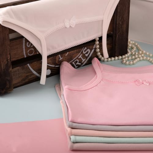 LOREZA ® 6 Stück Mädchen Baumwolle Unterhemden (152-158 (12-13Jahre), 6er Pack)